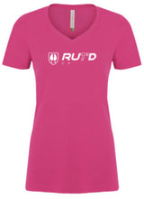 Load image into Gallery viewer, Heather Fuchsia Women’s Rut’d up V Neck Tee