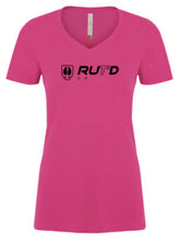 Load image into Gallery viewer, Heather Fuchsia Women’s Rut’d up V Neck Tee