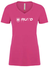 Load image into Gallery viewer, Heather Fuchsia Women’s Rut’d up V Neck Tee
