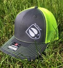 Load image into Gallery viewer, Charcoal &amp; Neon Yellow Hangin&#39; Out Trucker
